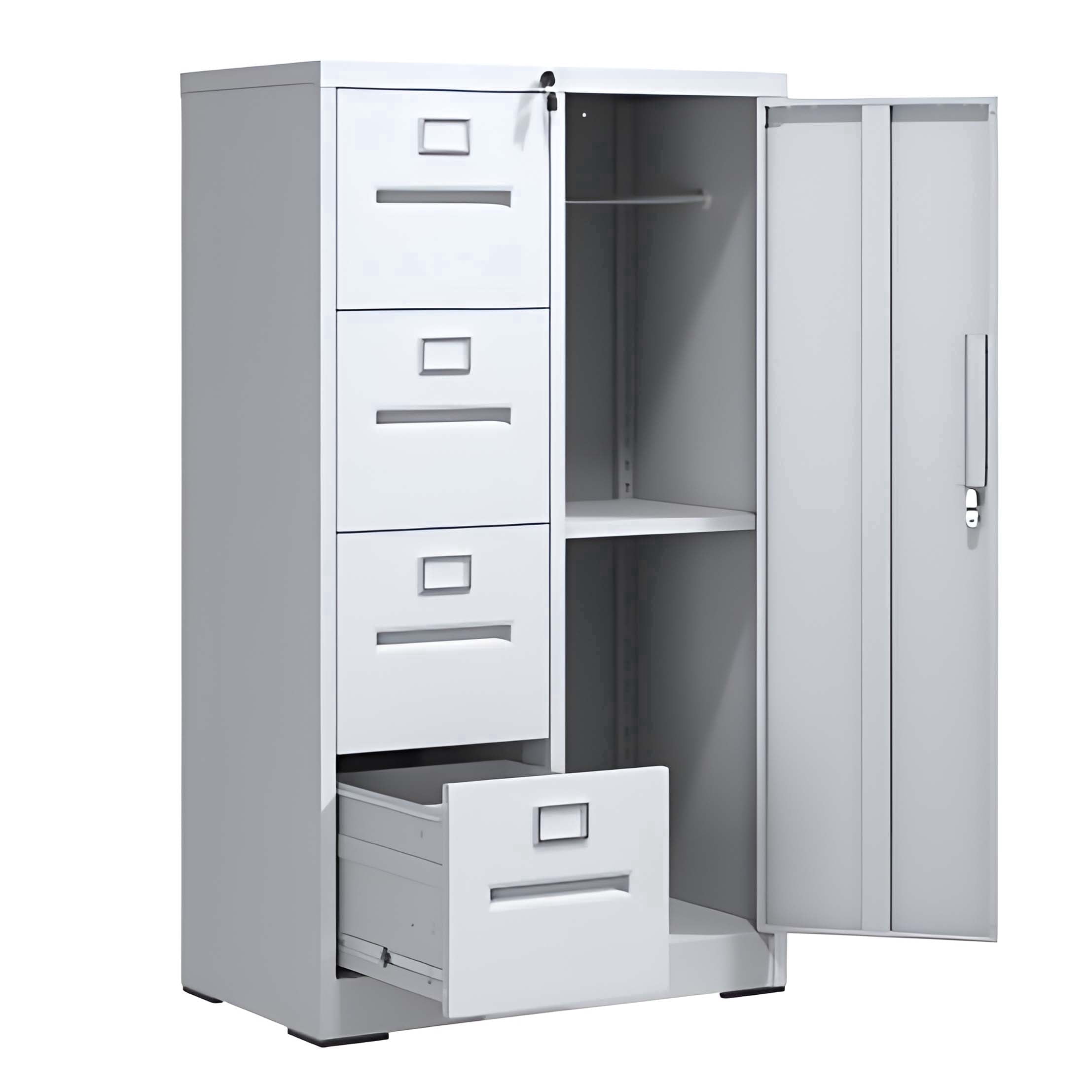 Innovation Works Lockable Metal File Cabinet with 4 Drawers & 1 Door, Storage Filing Cabinet for Home Office, A4 Legal/Letter Size, Assembly Required