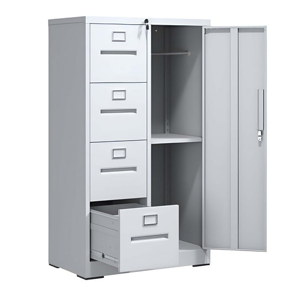 Metal File Cabinet with 4 Drawers and 1 Door,Lockable Metal Filing Cabinet for Home Office,A4 Legal/Letter Size,Assembly Required