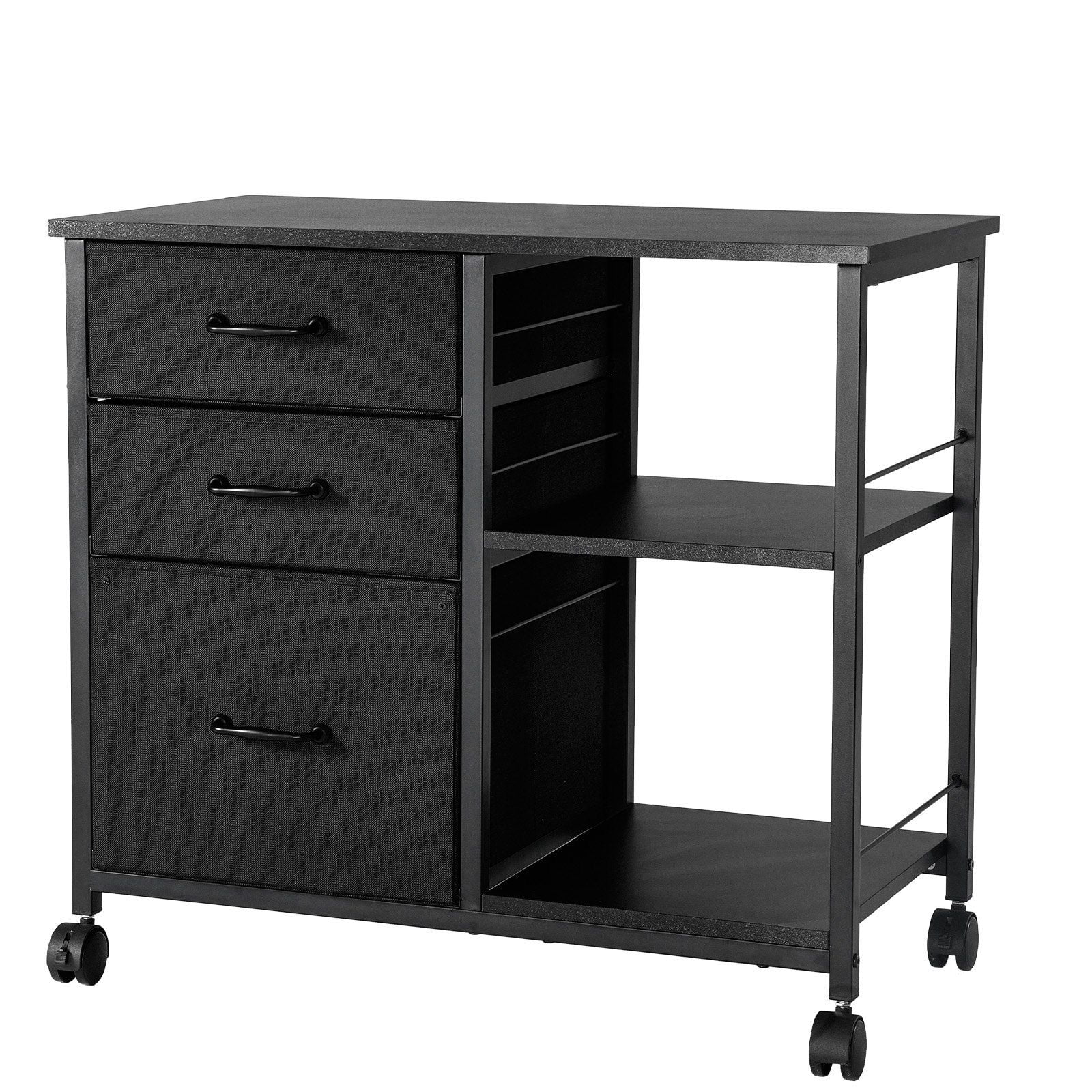 Metal File Cabinet with Drawers & Shelves - Black Office Storage - A4 ...
