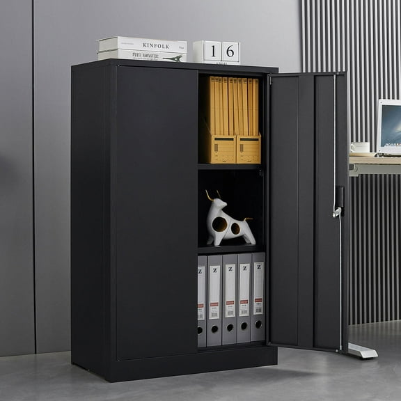 Metal File Cabinets, Metal Storage Cabinet with Locking Doors and Adjustable Shelf, Folding Filing Storage Cabinet , Folding Storage Locker Cabinet for Home Office,School,Garage, Black