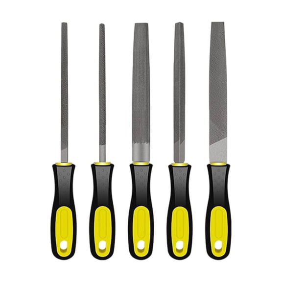 Metal File Set, High Carbon Steel Hand Files, Flat Half Round Triangular Round Files, File Set for Wood Metal Polishing, 5 Piece Hand File Kit for Deburring Shaping and Model Making