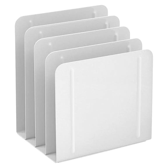 Metal File Sorter 4-Section, Desktop Organizer for Documents & Folders - White Office Paper Tray, Vertical Paper Holder, Space Saving Desk Supplies