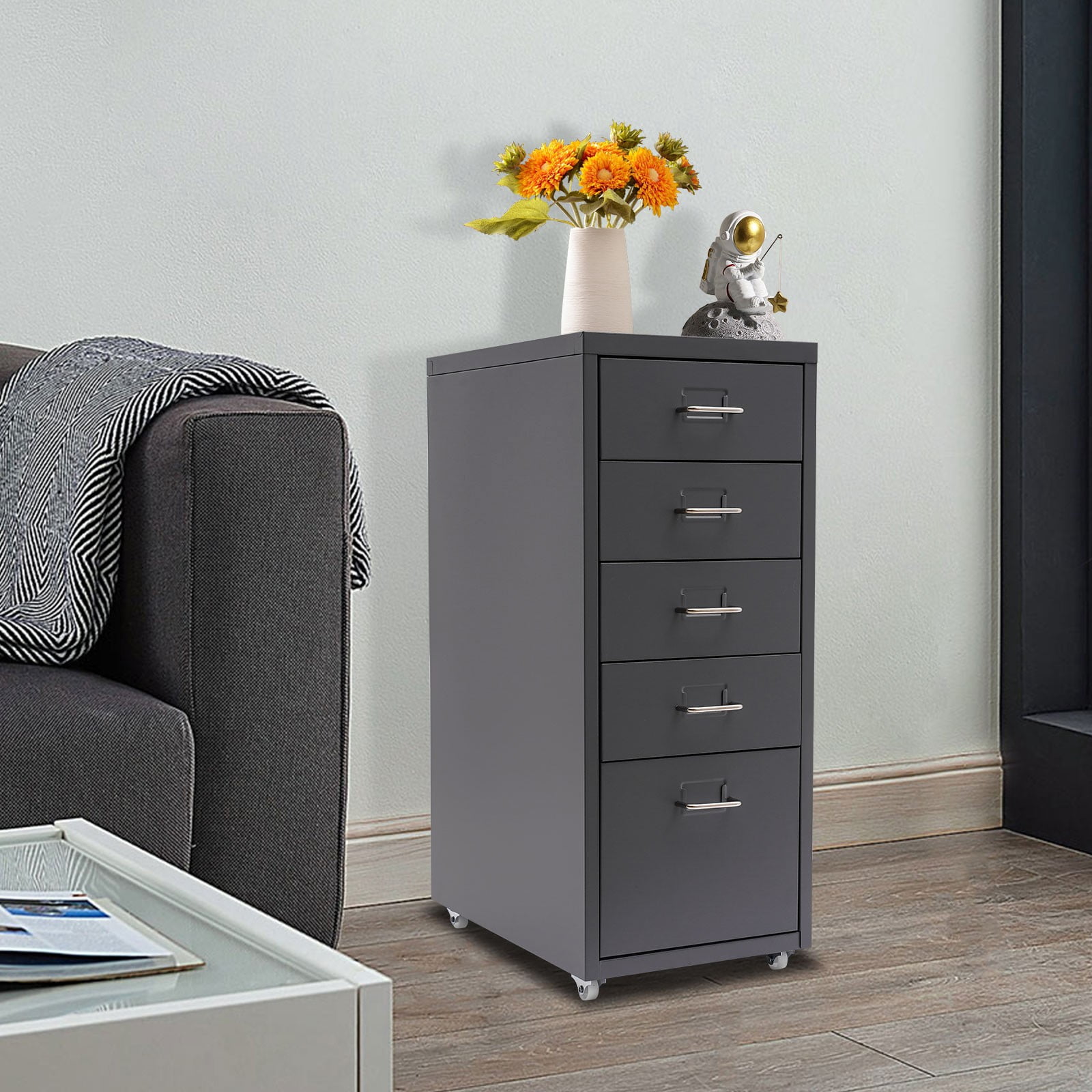 Metal File Storage Cabinet,Storage Cabinet with 5 Drawers,11*16.1*27.1in,File Cabinet Rolling Storage,Office Cabinet with Drawers,Filing Cabinet for Living Room,Home Office