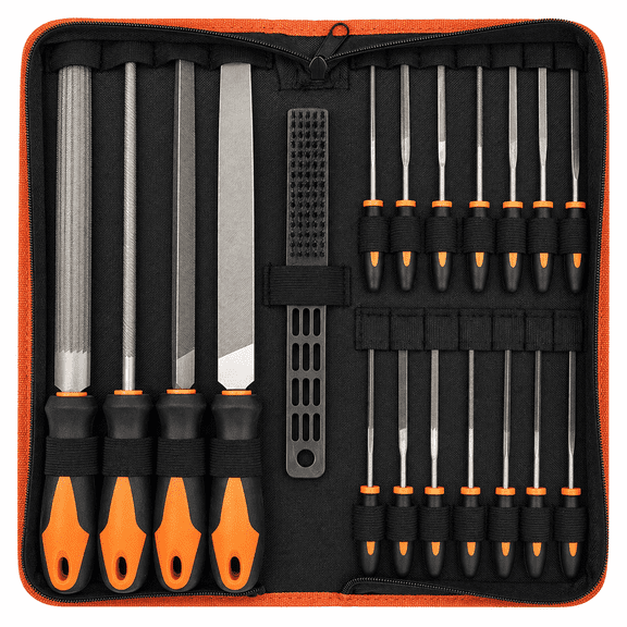 Metal Files, 19PCs Metal File Set, Metal Files for Steel, 14 Needle Files with Case, Riffler File, Steel Brush, File Sets for Wood and Metal, for Metalworking & Woodworking