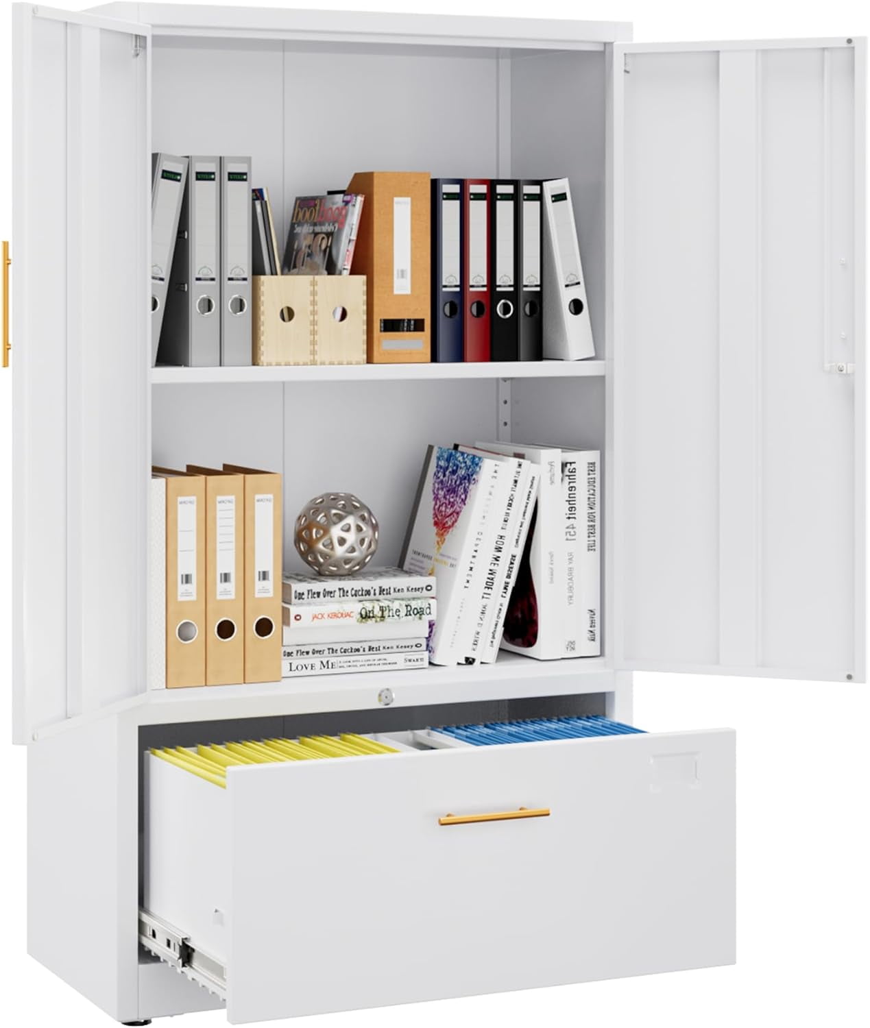 Metal Filing Cabinet with Drawer,Lockable Metal Storage File Cabinet ...