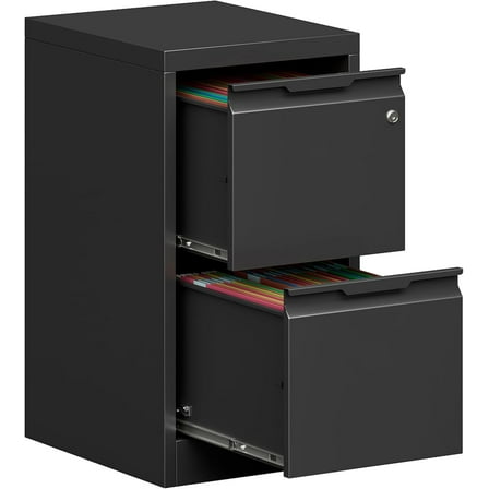 Metal Filing Cabinet With Lock, Vertical 2 Drawer Cabinet for Home Office/Legal/Letter/A4, Lockable for Hanging Files - Assembly Required/Black