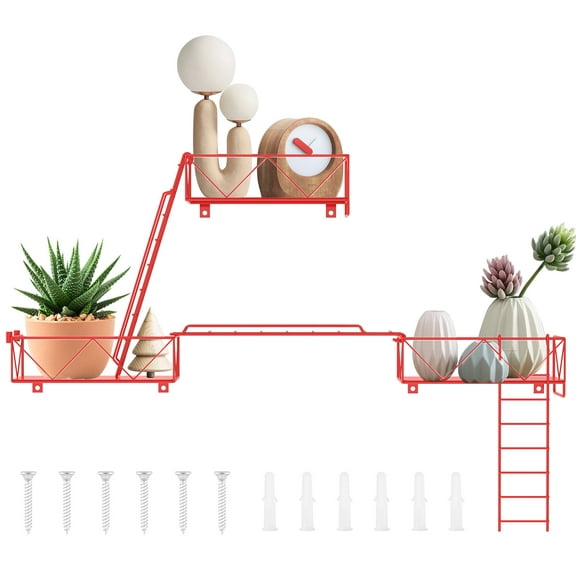 Metal Fire Escape Wall Shelf with Screws Unique Decorative Shelf for Bedroom Living Room and Home Decor Action Figure Display