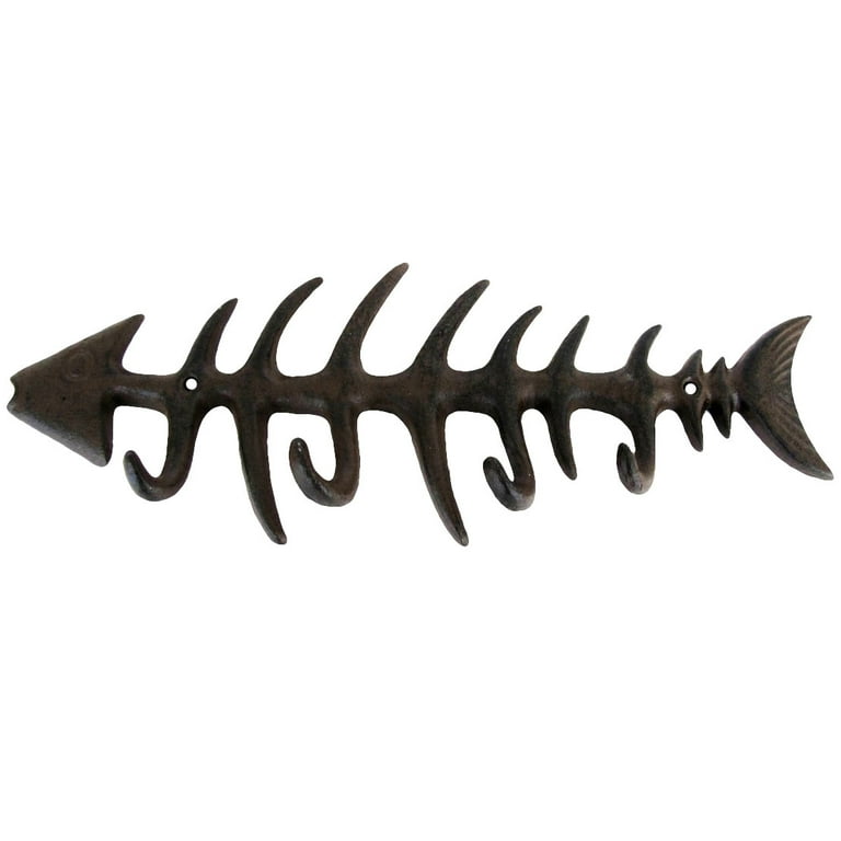 Metal Fishbone Wall Key or Hat Rack Cabin Decor Fishing Gift Metal Fishbone Wall Key or Hat Rack Cabin Decor Fishing Gift