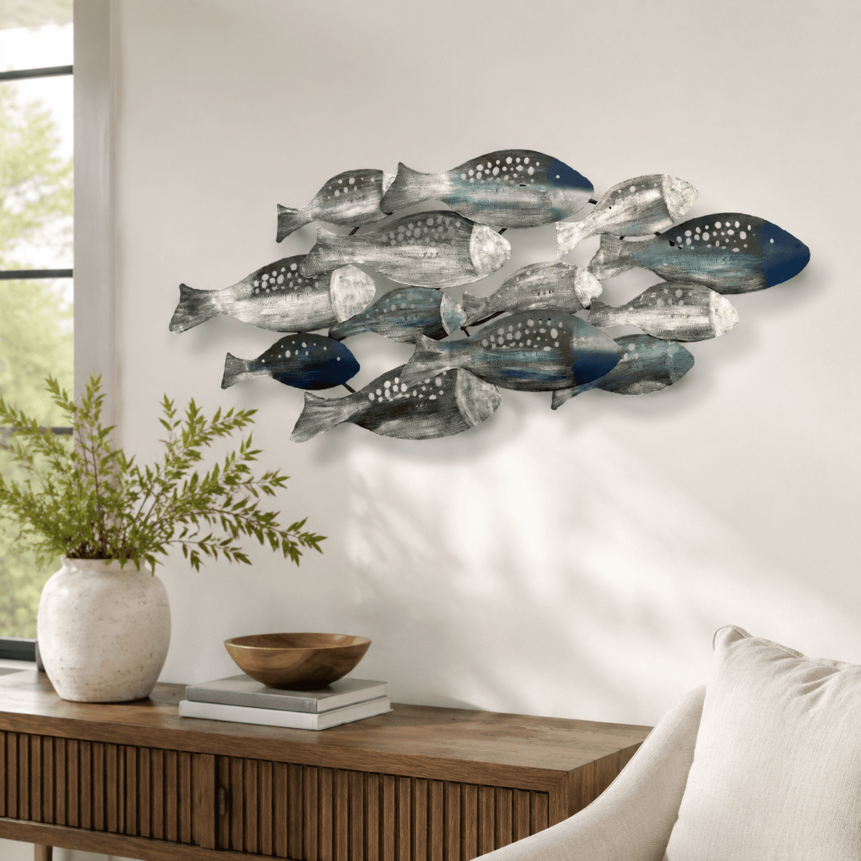 Metal Fish Wall Decor Large Blue Nautical Art - Walmart.com