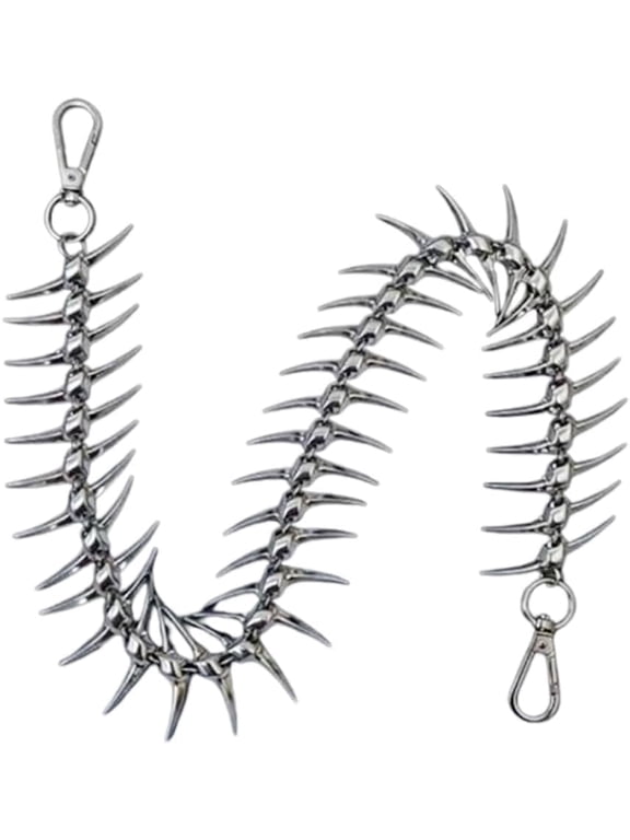 Metal Fishbone Pant Chain Punk Spike Link Pocket Chains for Wallet, Pants, Jeans - Goth Accessories for Men and Women