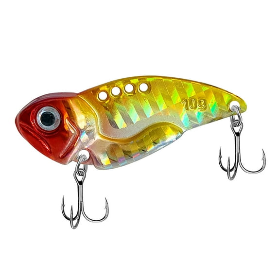 Metal Fishing Lures with Hard Blade Bait, Crankbait for Bass and Saltwater Fishing, Includes Treble Hooks in Assorted Colors