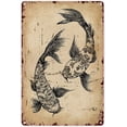 thumbnail image 1 of Metal Fishing Signs inksketch Koi Fish Retro Sign Decor Tin Aluminum Wall Art Poster for Man Cave Home Party Outdoor Garage 16x12 inch, 1 of 7
