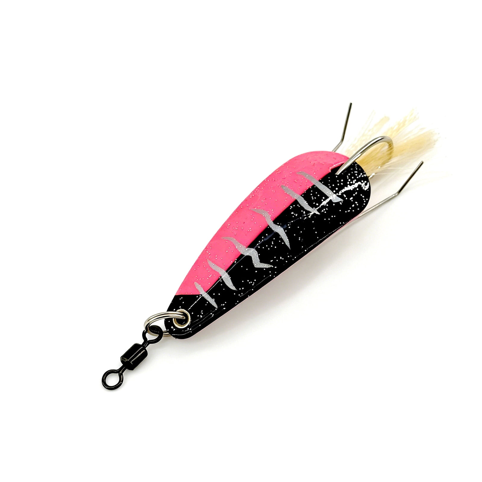 Metal Fishing Spoon Lures with Feather Tail and Hook Cover for Cast Use ...