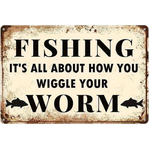 Metal Fishing Technique Wall Sign Tin Home Kitchen Garage Decor 8x12 Inch