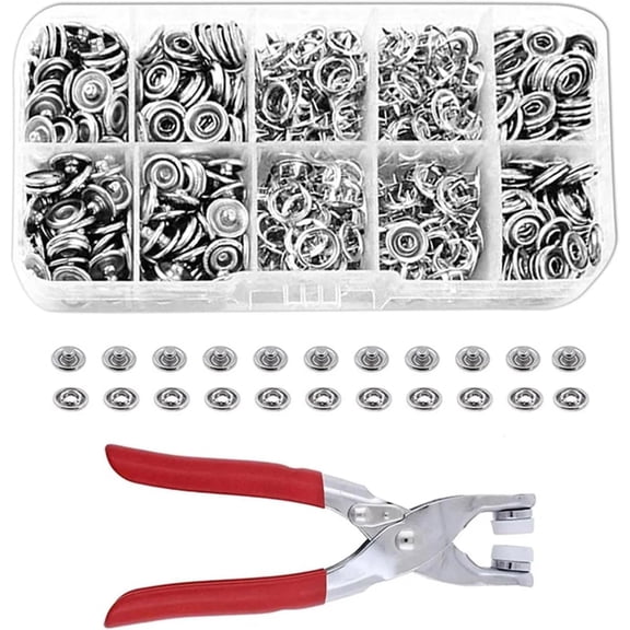 Metal Five-Claw Snap Button Kit 300Pcs Metal Snaps Buttons with Fastener Pliers Press Tool Kit Universal Five-Claw Buckle Installation Tool Clothing Sewing Accessories(A)