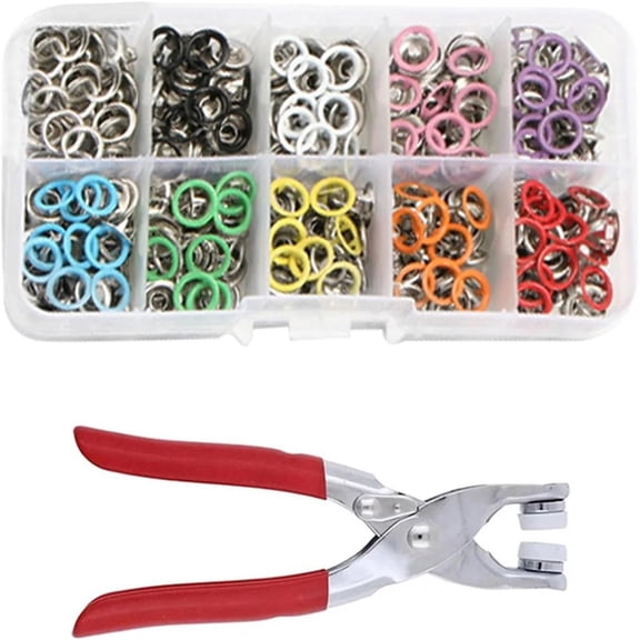 Metal Five-Claw Snap Button Kit 300Pcs Metal Snaps Buttons with Fastener Pliers Press Tool Kit Universal Five-Claw Buckle Installation Tool Clothing Sewing Accessories(B)