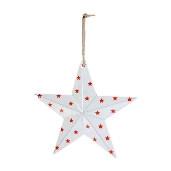 Metal Five Pointed Star Hanging Ornament Indoor Decorative 3D Iron Art Home Wall Hanging with Jute Rope for Festival Display