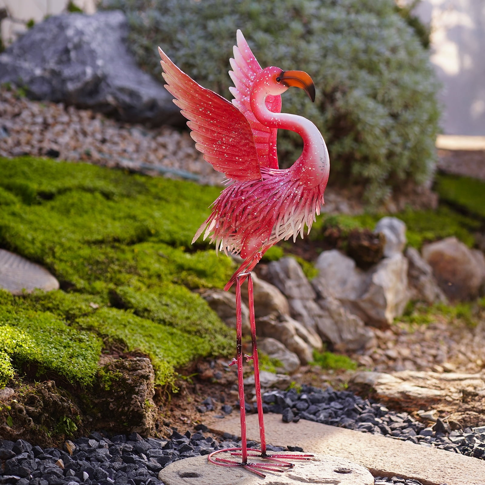 Metal Flamingo Garden Statues - 31 inch Flamingo Decor Garden Backyard Art  Ornaments, image size:1600x1600