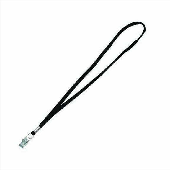 Metal Flat Clip Lanyard, 36" Long, Black, 100/Pack | Bundle of 2