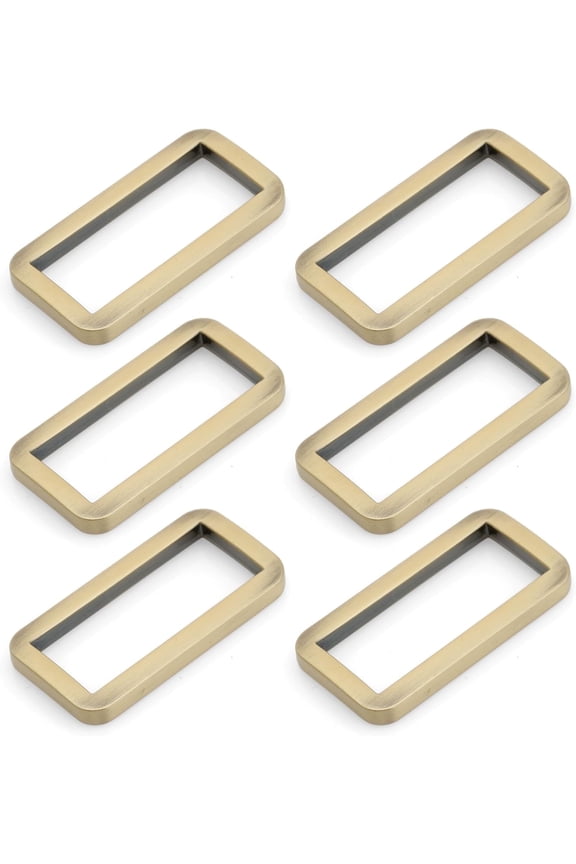 1-1/2 Inch Metal Flat Rectangle Rings Buckle for Bag, Belt and Strap Heavy Duty Loop with Quality Finish, 6 Pack (Brushed Brass) VTLP
