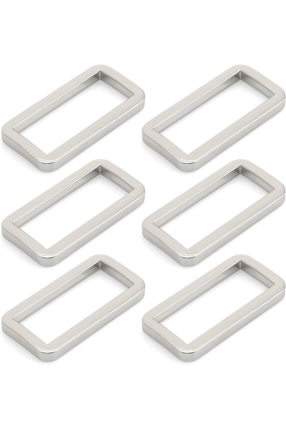1-1/4 Inch Metal Flat Rectangle Rings Buckle for Bag, Belt and Strap Heavy Duty Loop with Quality Finish, 6 Pack (Silver) VTLP