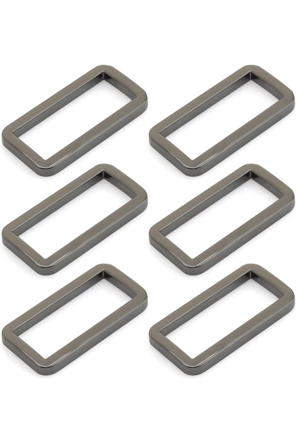 1 Inch Metal Flat Rectangle Rings Buckle for Bag, Belt and Strap Heavy Duty Loop with Quality Finish, 6 Pack (Gunmetal) VTLP