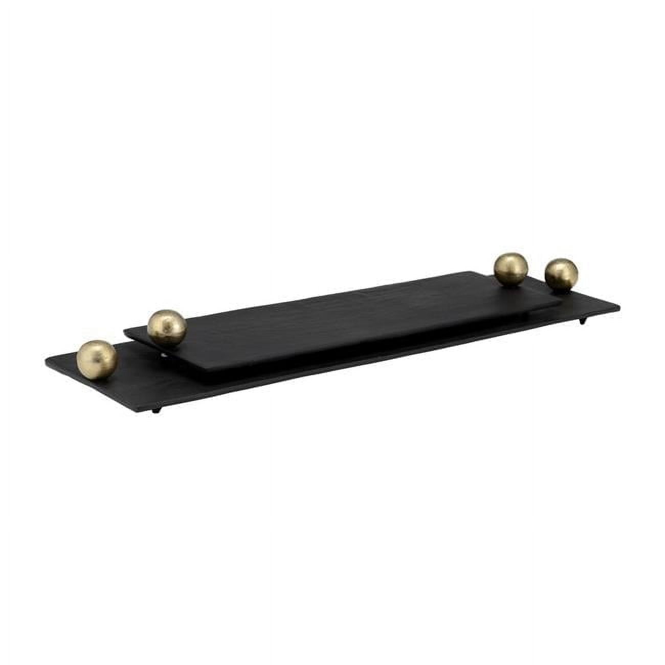 Black and Gold Aluminum Flat Tray Set with Knob Handles