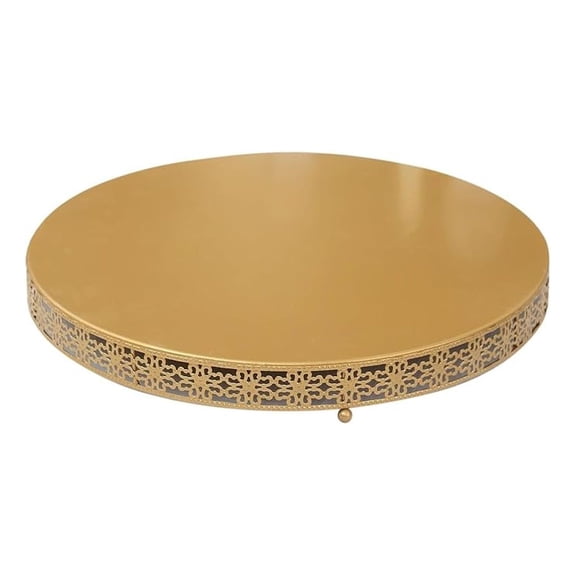 Metal Fleur De Lis 20 in Round Cake Stand Dessert Display Pedestal | Cute Riser for Birthday Wedding Party Events Reception Buffet Catering Decorations Supplies