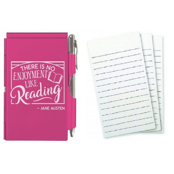 Metal Flip Note Case With Pen & 3 Pack Refill Diamond Jane Austen