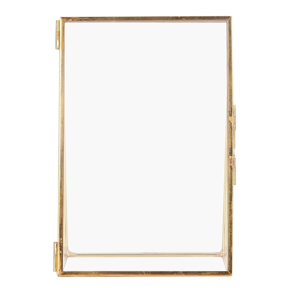 Metal Floating Picture Frame, Vintage Style Brass and Glass Photo Frame for Home Decor 4*6inch