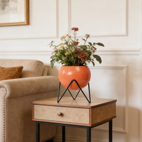 Metal Floor Planter Pot, Morandi Color Botanical Stand, Large Decorative Plants Holder, Living Room Office Display, Garden Balcony Vessel