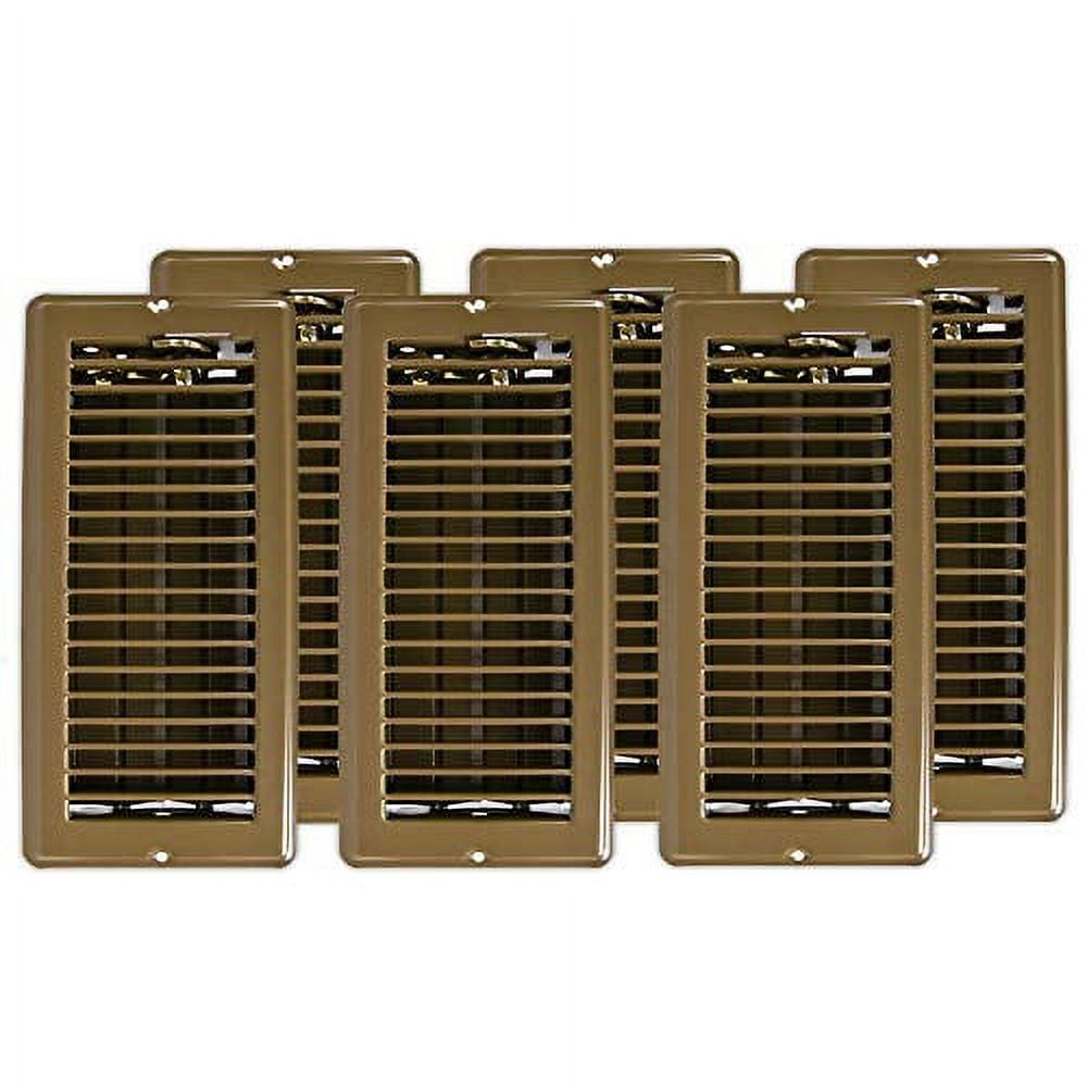 Metal Floor Registers Vent Cover Set Floor Vents 4X10 Brown, Set Of