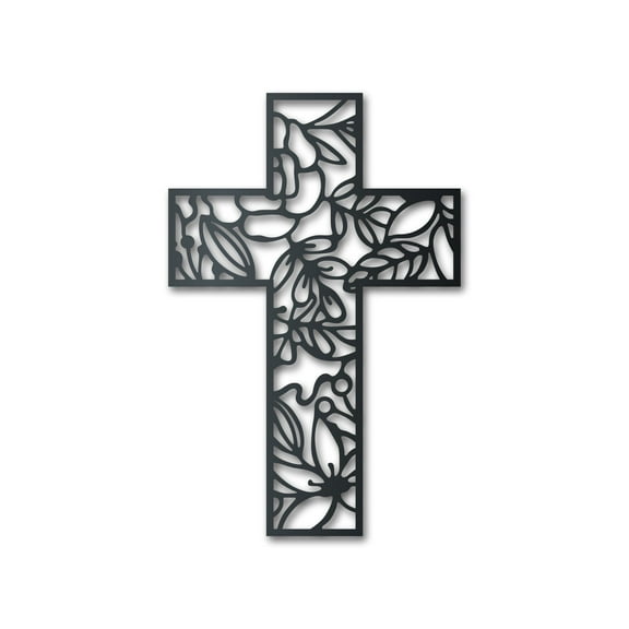 Metal Floral Cross Wall Art - 14 Color Options 18
