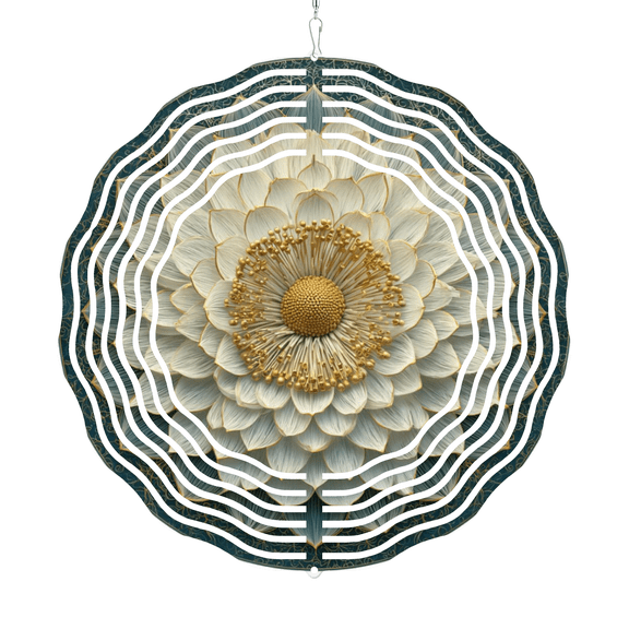 Metal Floral Wind Spinner Garden Decor, 1010 Inch Rotating Wind Chime with Hook, Hanging Ornaments, Elegant Layered Flower Design Outdoor Patio Yard Balcony Art Sculpture Decoration for