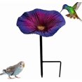 thumbnail image 1 of Metal Flower Bird Bath, 9.8 x 5.5 Inch Garden Stake Bird Feeder, Hand-Painted Floral Yard Ornament for Outdoor Patio Lawn Landscape and Daily Decoration, 1 of 5
