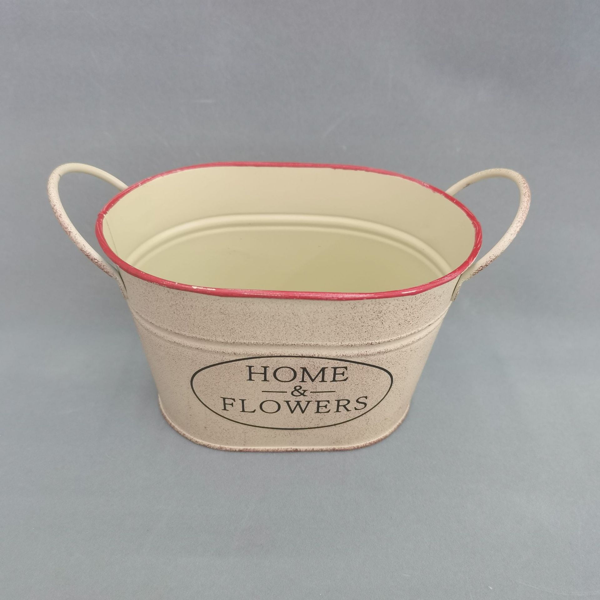 Metal Flower Bucket Decorative Flower Bucket Oval Flower Bucket Vintage