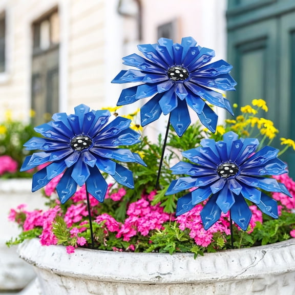Metal Flower Garden Stake 23.6 Inch Handcrafted Rust Resistant Outdoor Yard Art Sculpture for Flower Bed Patio Courtyard Decoration