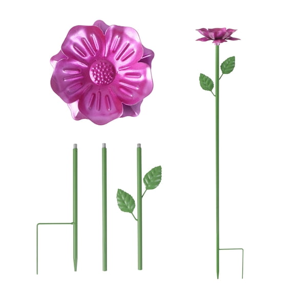 Metal Flower Garden Stakes Bird Bath,Flowers Stakes Garden Decorations,Small Bird Baths for Outdoors Birdbath Set,Garden Bird Bath,Mini Bird Bath,for Bird Lovers Garden Spring Decoration,Pink,1PC