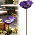thumbnail image 1 of Metal Flower Garden Stakes Bird Bath Handmade, Bee Watering Station, Bees Bath for Garden Metal Bee Water Feeder with Flower Design, Colorful Butterfly Bees Bath Bowl for Outdoor Yard Decor, Purple, 1 of 5