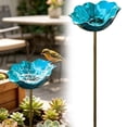 thumbnail image 1 of Metal Flower Garden Stakes Bird Bath Handmade, Bee Watering Station, Bees Bath for Garden Metal Bee Water Feeder with Flower Design, Colorful Butterfly Bees Bath Bowl for Outdoor Yard Decor, Sky Blue, 1 of 5