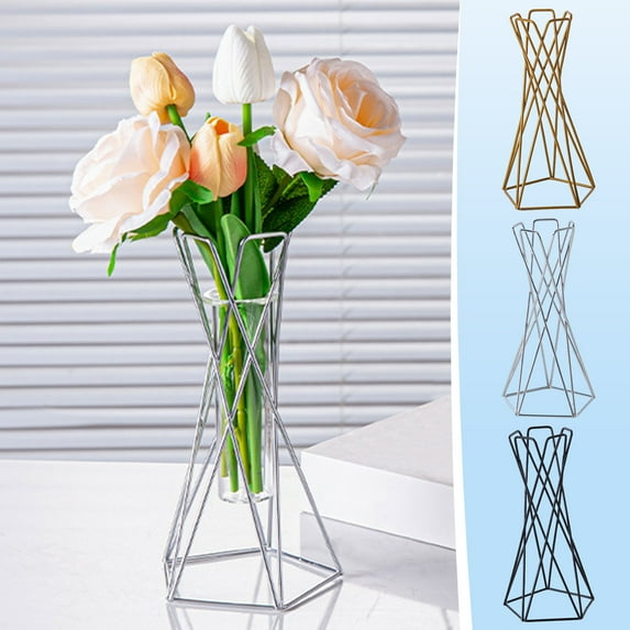 Metal Flower Holder under $5! Xqxayjr Metal Flower Arrangement Ornaments, Iron Geometric Plant Stand for Desk Table, Home Decor for Living Room Dining Room
