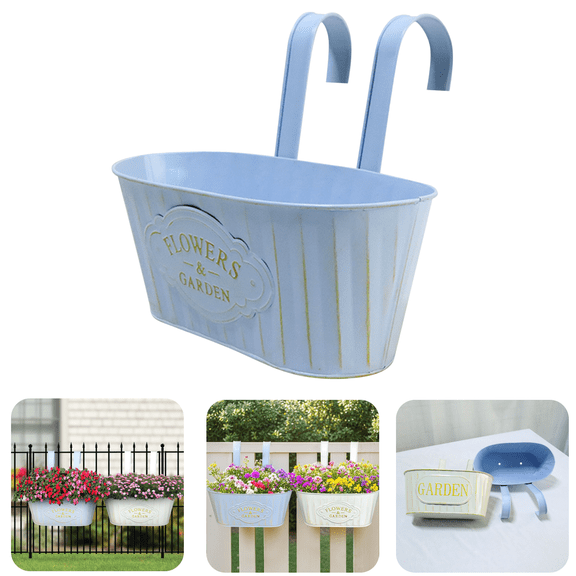 Metal Flower Planter Balcony Pot, Railing Hanging Box Window Garden Decoration