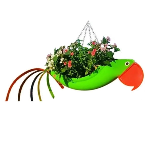 Metal Flower Pot Exquisite Flying Bird Shape Colorful Parrot Flower Pot Hanging Planter Garden Decorative Flower Pot,S,B