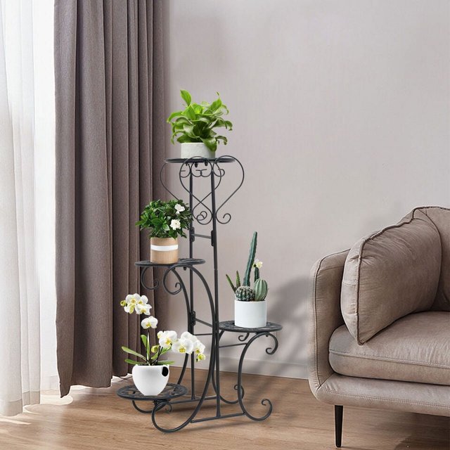 Metal Flower Pot Plant Stand Display Shelf Multilayer Rack Indoor Outdoor 4 Tier