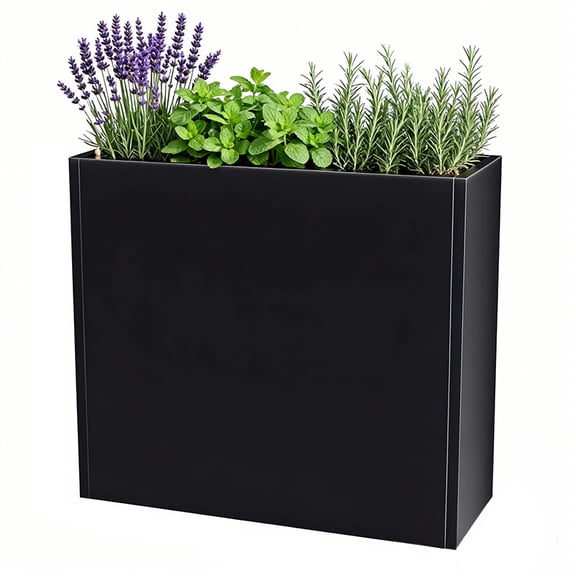 Metal Flower Pots - Easy-to-install rectangular metal flower pots, modern outdoor planters suitable for all weather conditions, with drainage holes and dividers.36"L x 12"W x 26"H