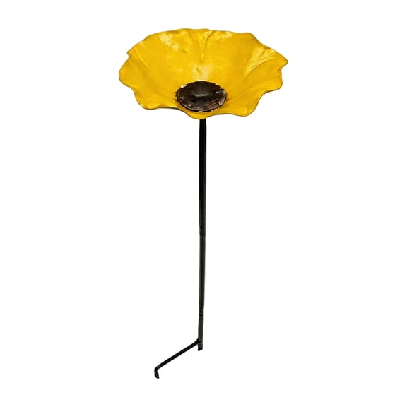 Metal Flower Stake Designed As Wildlife Water Source Outdoor Bird Feeder Weather For Backyard Gardens And Pati