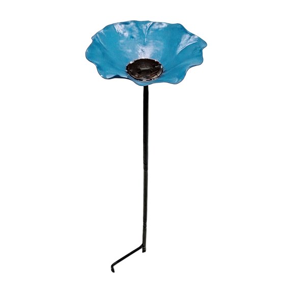 Metal Flower Stake Designed As Wildlife Water Source Outdoor Bird Feeder Weather Resistant For Backyard Gardens And Patios