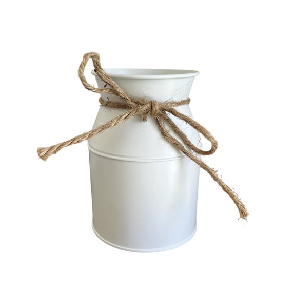 Metal Flower Vase,Floral Buckets with Twine Bow for Dining Room Table Home Wedding