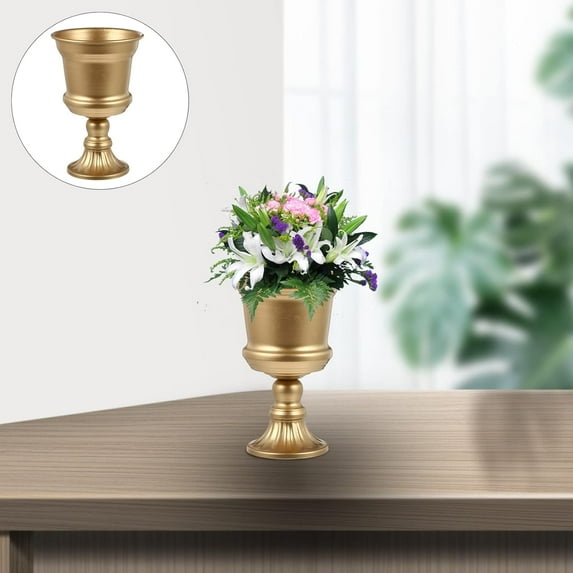 Metal Flower Vase, Urn Planter Holders, Vintage Planter for Wedding Party, Road Lead, Birthday Party, Anniversary Ceremony Decor (Gold)