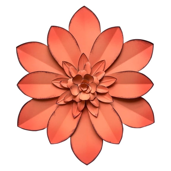 Metal Flower Wall Art Decor, 10“ Rustic Modern Floral Sculpture, Distressed Iron Wall Hanging Home Decoration Accent Artworks for Indoor Kitchen Bedroom Living Room Office Outdoor Garden Patio